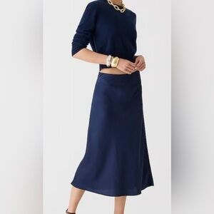 J.Crew Gwyneth Satin Slip Skirt. Navy midi women’s size XS.